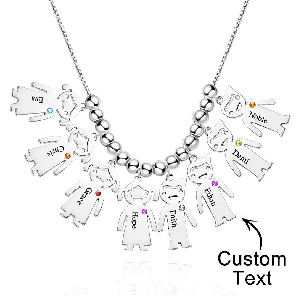 Mother's Necklace with Engravable Birthstone Children's Charms - yournamenecklaceuk