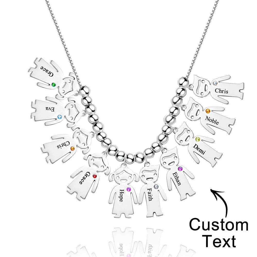 Mother's Necklace with Engravable Birthstone Children's Charms - yournamenecklaceuk