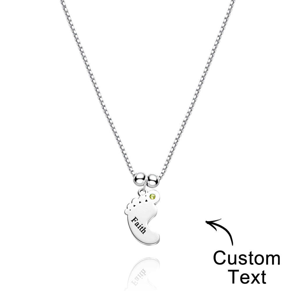 Custom Name Birthstone Baby Feet Charm Necklace For Christmas - yournamenecklaceuk