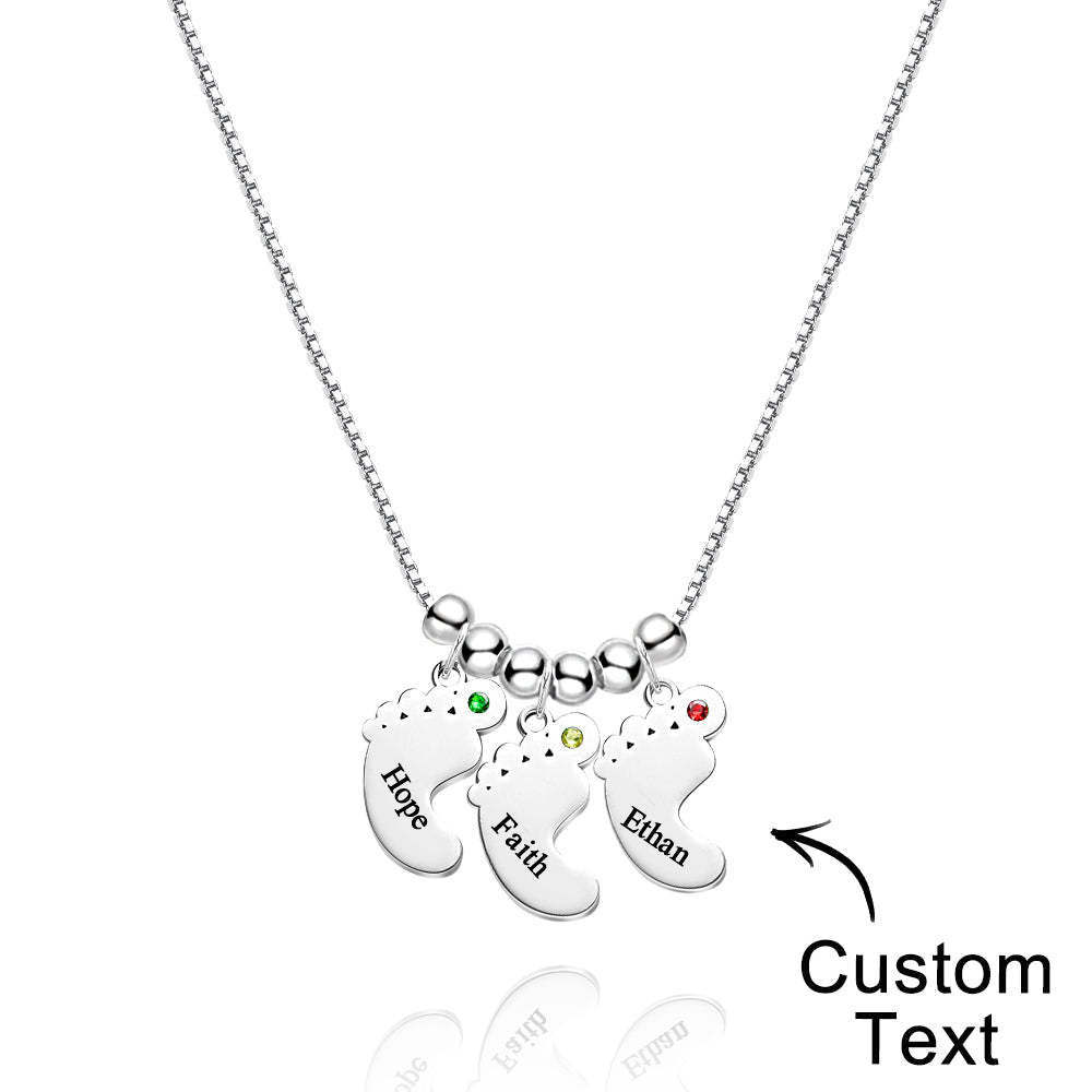 Custom Name Birthstone Baby Feet Charm Necklace For Christmas - yournamenecklaceuk