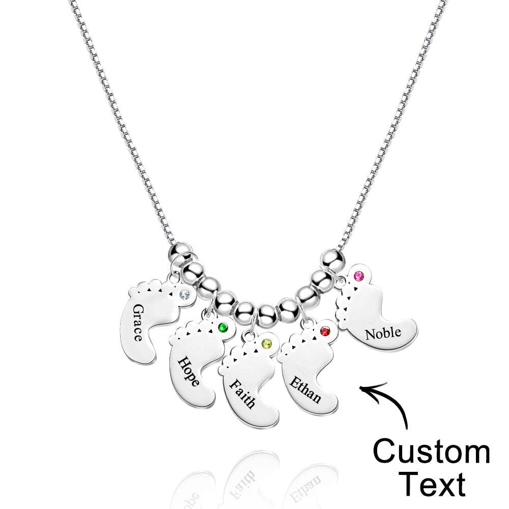Custom Name Birthstone Baby Feet Charm Necklace For Christmas - yournamenecklaceuk