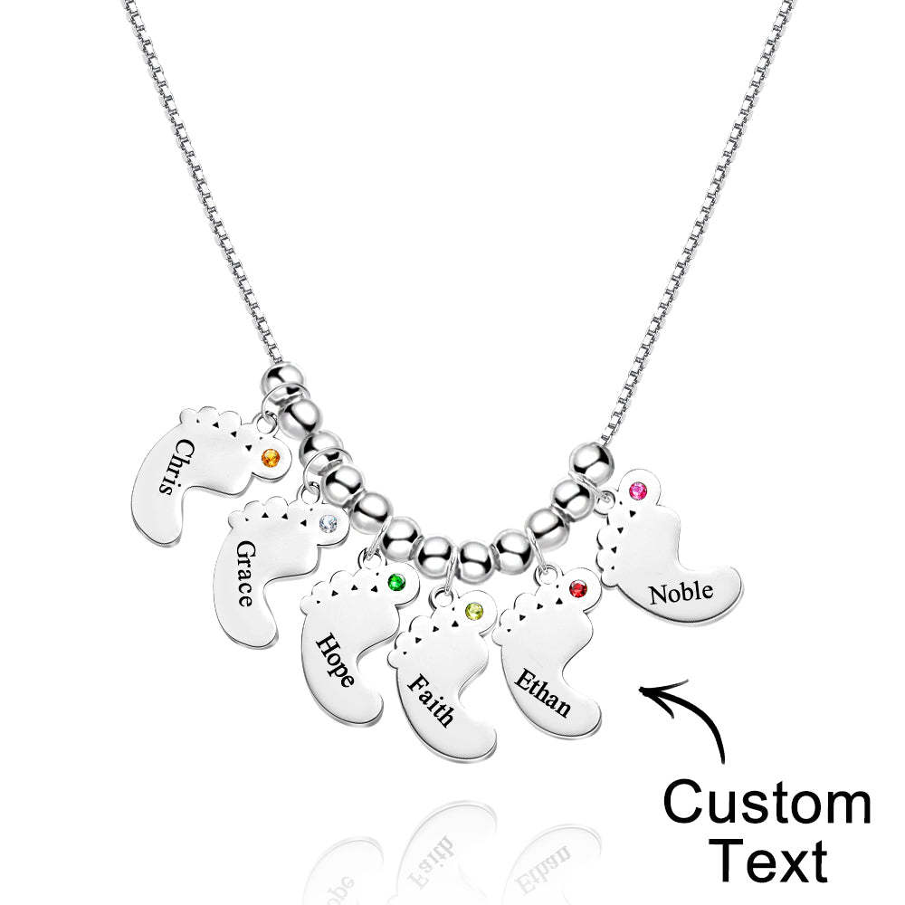 Custom Name Birthstone Baby Feet Charm Necklace For Christmas - yournamenecklaceuk