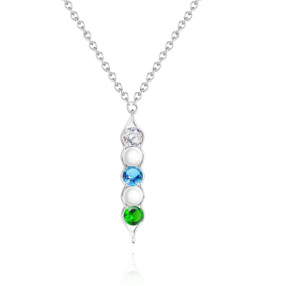 Peas in a Pod Birthstone Necklace Stylish Pendant Gifts for Her - yournamenecklaceuk