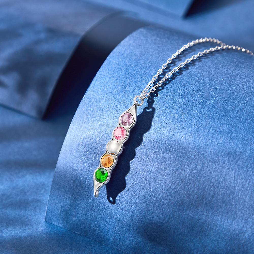 Peas in a Pod Birthstone Necklace Stylish Pendant Gifts for Her - yournamenecklaceuk