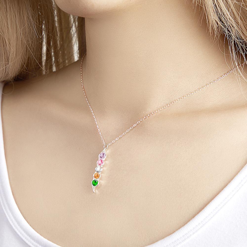 Peas in a Pod Birthstone Necklace Stylish Pendant Gifts for Her - yournamenecklaceuk