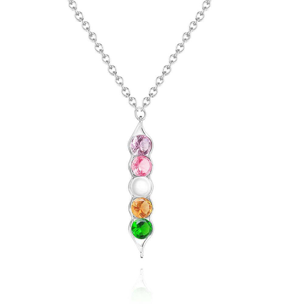 Peas in a Pod Birthstone Necklace Stylish Pendant Gifts for Her - yournamenecklaceuk