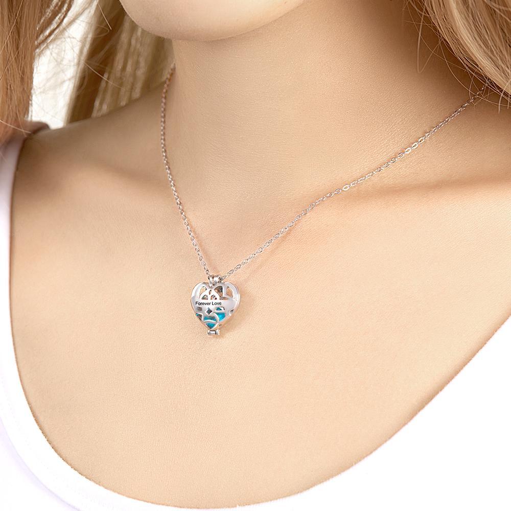 Custom Engraved Birthstone Necklace Hollow Heart-Shaped Floating Birthstone Pendant for Women - yournamenecklaceuk