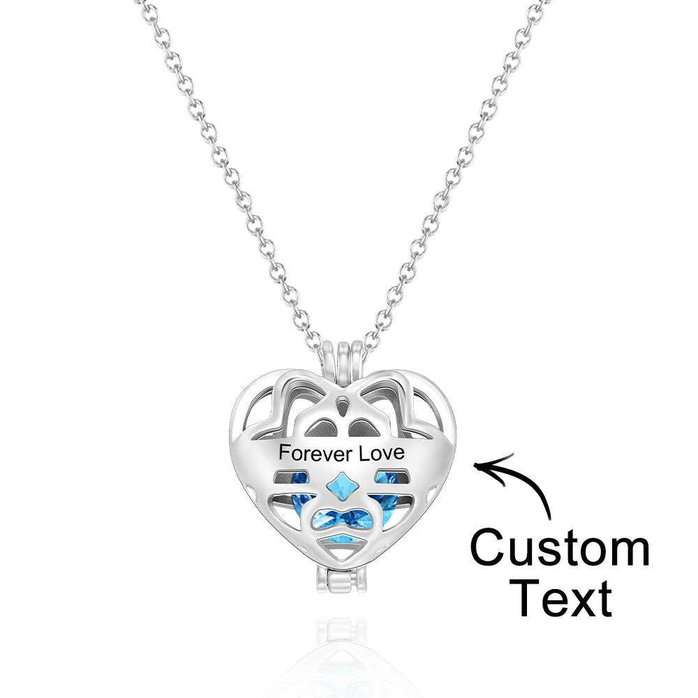 Custom Engraved Birthstone Necklace Hollow Heart-Shaped Floating Birthstone Pendant for Women - yournamenecklaceuk