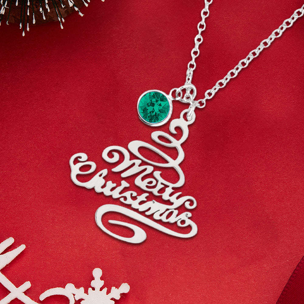 Personalized Christmas Tree Birthstone Necklace Christmas Gift for Her - yournamenecklaceuk
