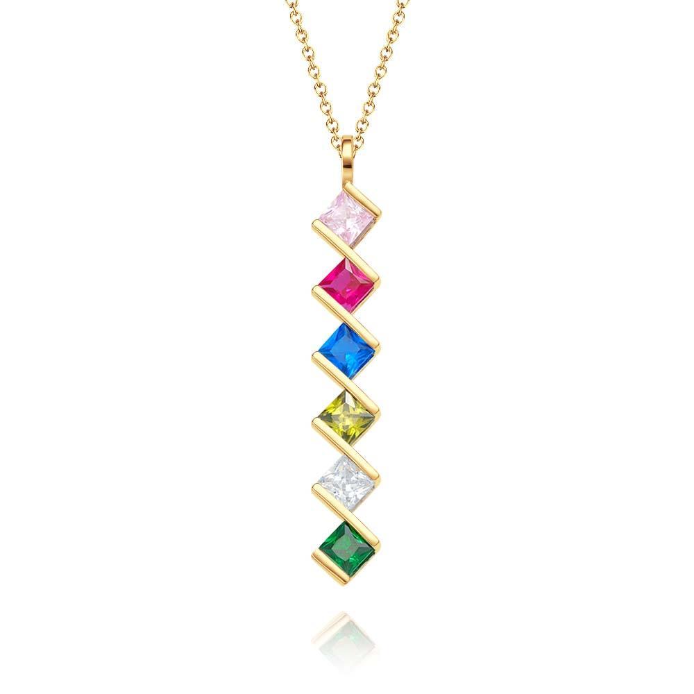 Personalized Birthstone Strip Necklace Colorful Square Diamond Pendant Gifts For Her - yournamenecklaceuk