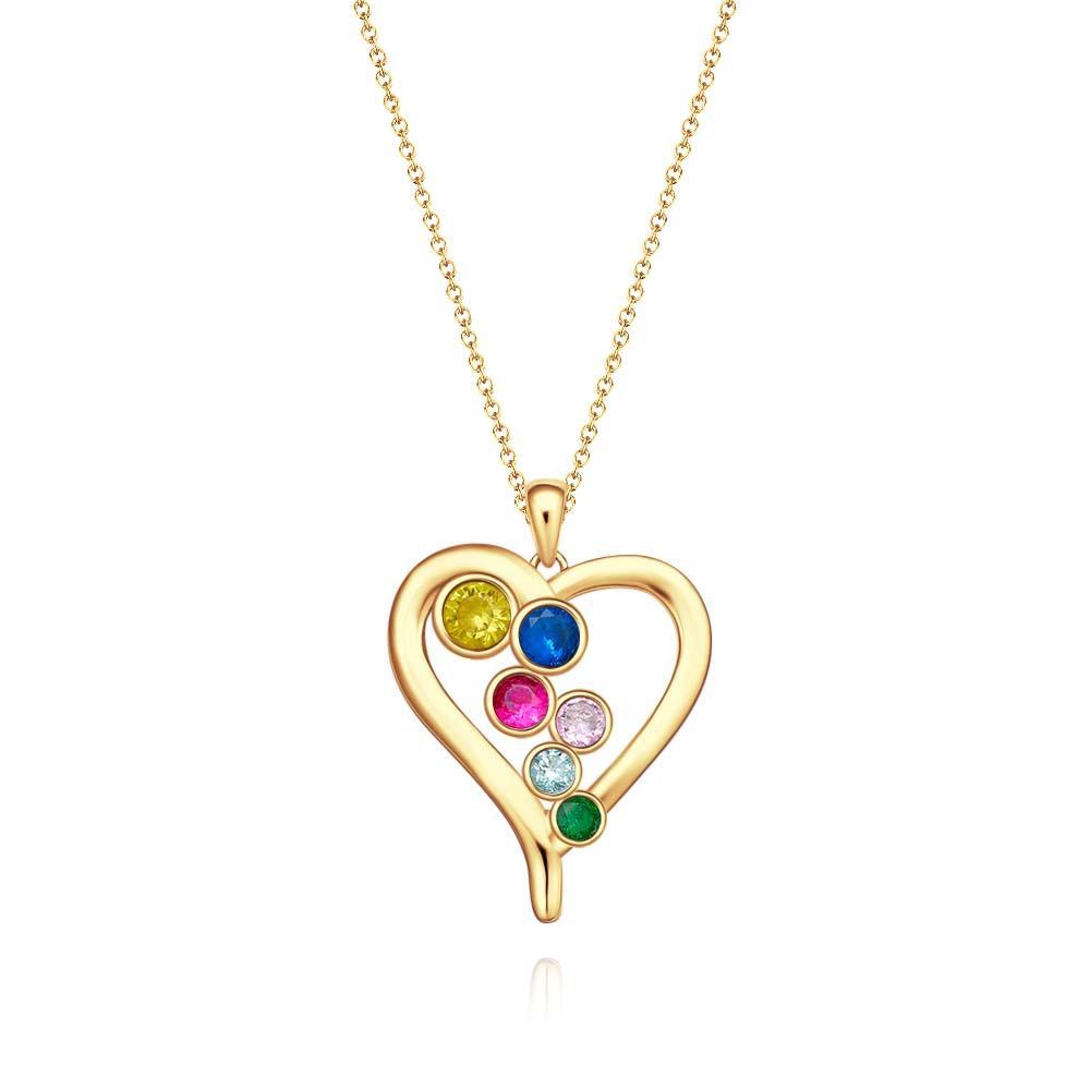 Personalized Birthstone Necklace Optional Quantity Diamonds Heart-shaped Pendant Jewelry For Her - yournamenecklaceuk