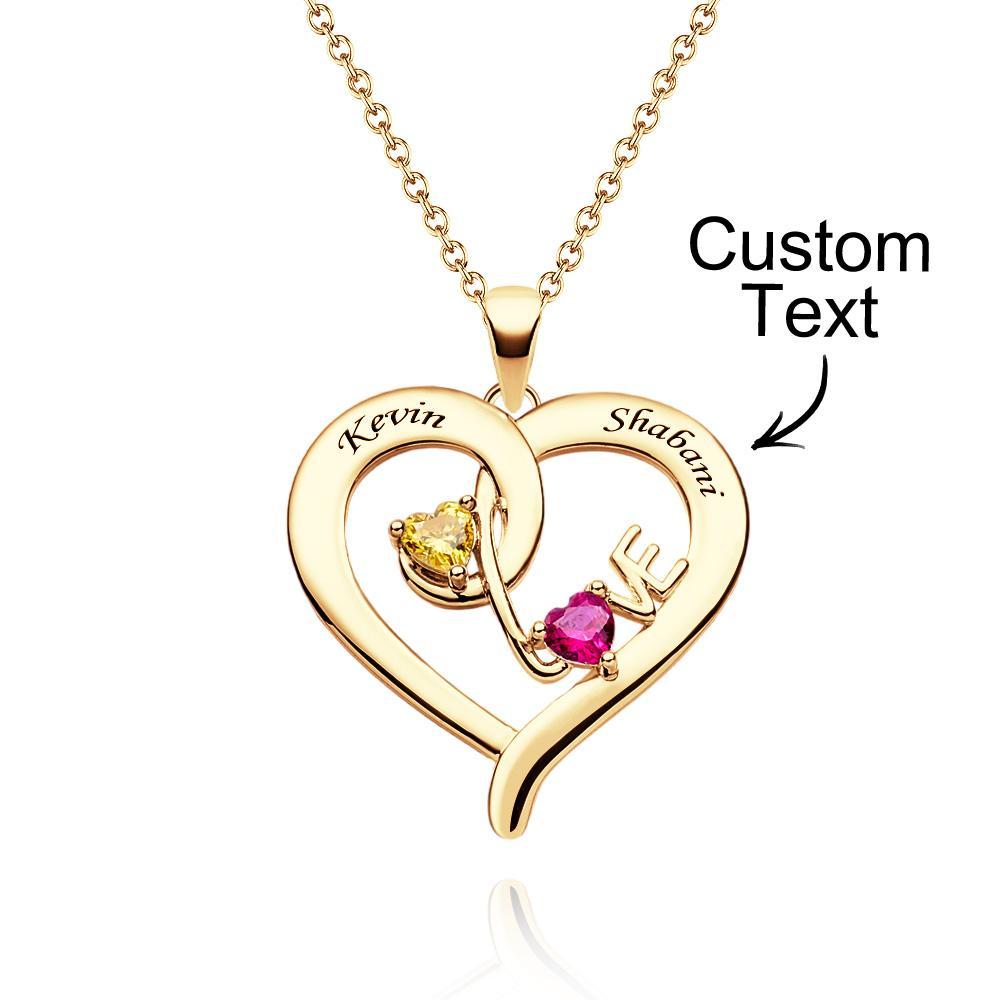 Custom Birthstone Winding Heart Necklace Fashion Show Love Pendant For Couples - yournamenecklaceuk