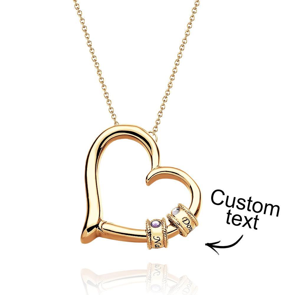 Custom Engraved Heart Necklace With Birthstone Beads Charming Necklace for Mom - yournamenecklaceuk
