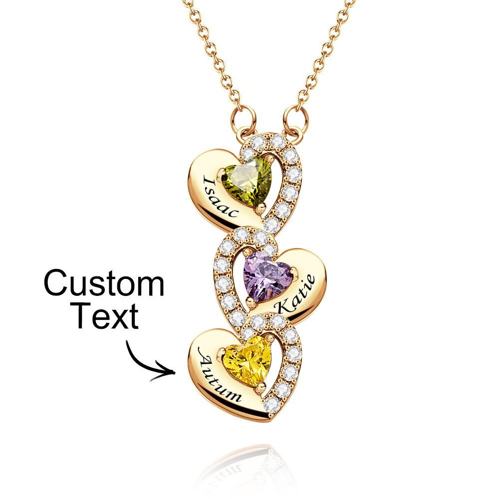 Engravable Birthstone Necklace Charming Heart Zircon Pendant Necklace For Girls - yournamenecklaceuk