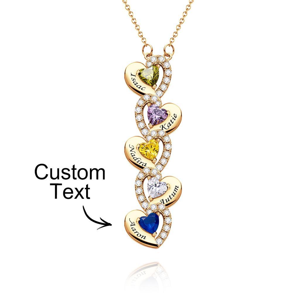 Engravable Birthstone Necklace Charming Heart Zircon Pendant Necklace For Girls - yournamenecklaceuk