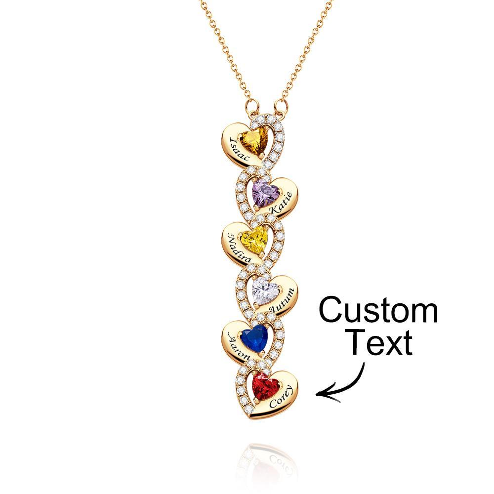 Engravable Birthstone Necklace Charming Heart Zircon Pendant Necklace For Girls - yournamenecklaceuk