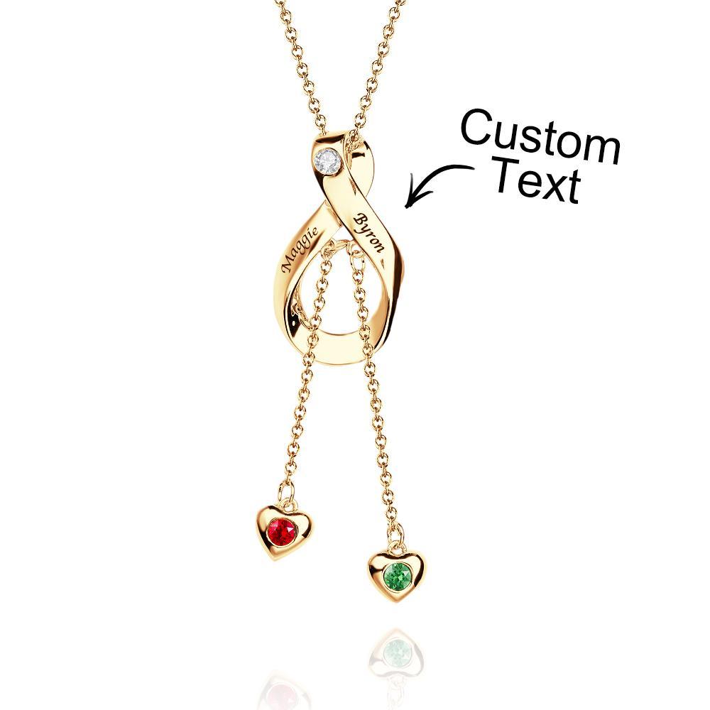 Elegant Engraved Necklace With Heart Birthstone Pendant Jewelry For Her - yournamenecklaceuk