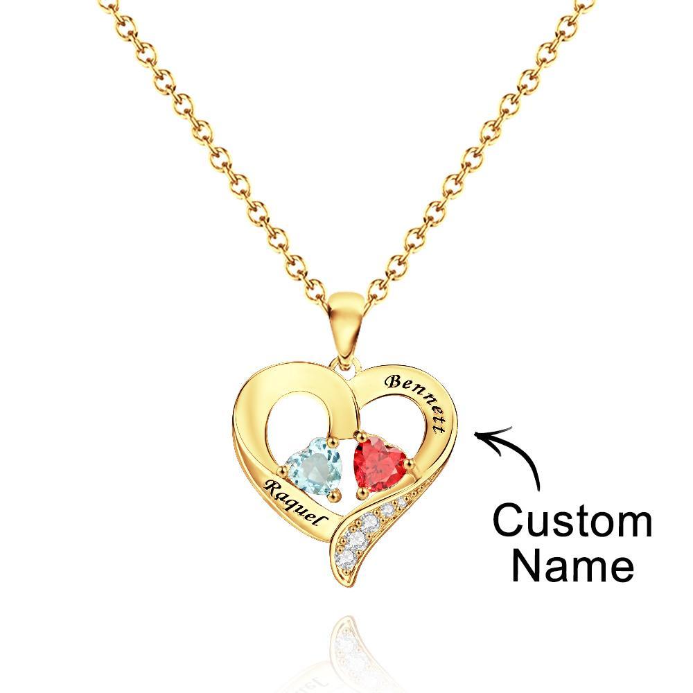 Engravable Birthstone Necklace Hollow Out Heart Pendant Jewelry Gifts For Her - yournamenecklaceuk