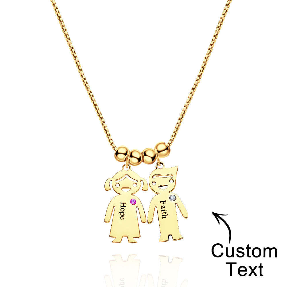 Mother's Necklace with Engravable Birthstone Children's Charms - yournamenecklaceuk