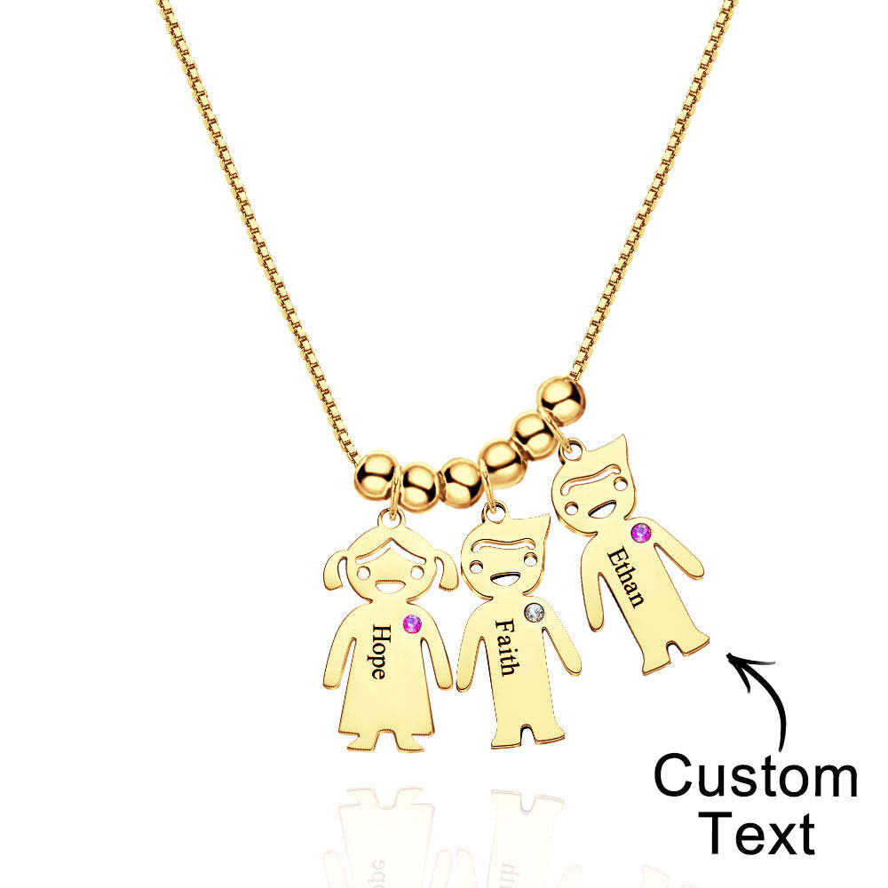 Mother's Necklace with Engravable Birthstone Children's Charms - yournamenecklaceuk
