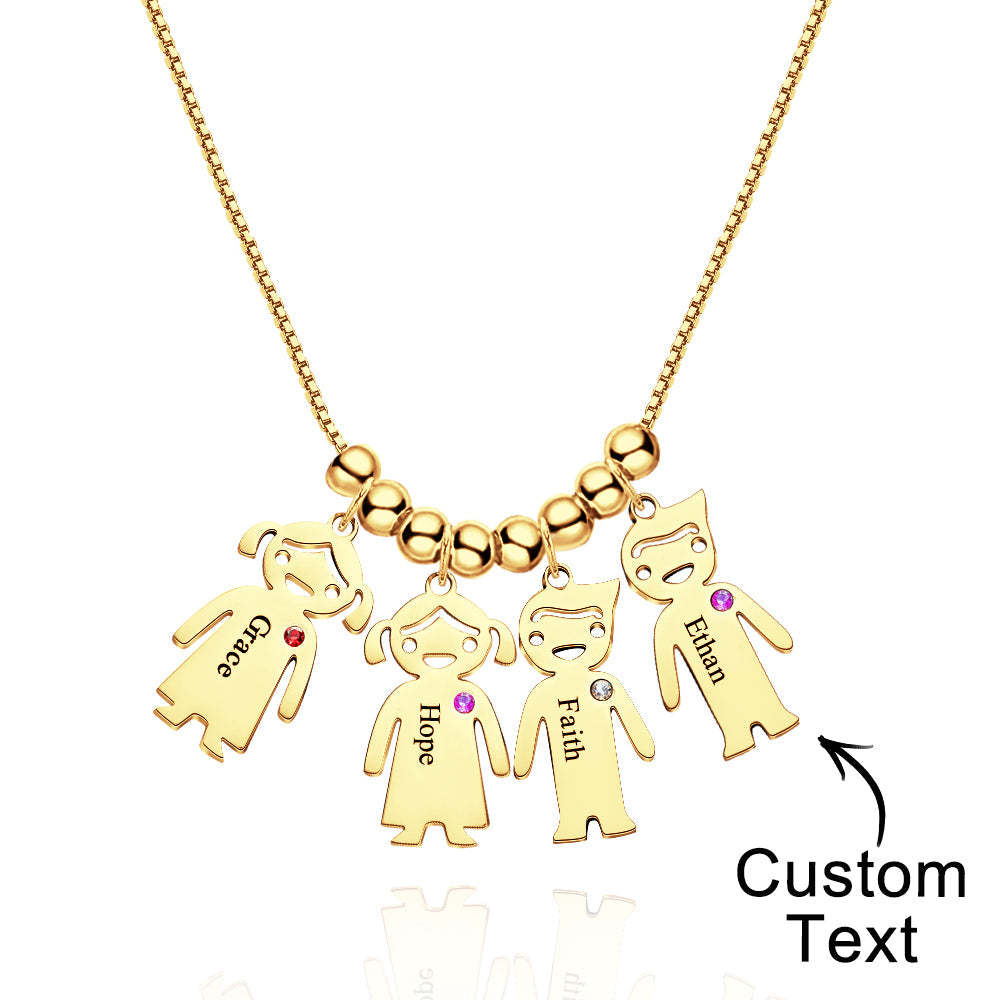 Mother's Necklace with Engravable Birthstone Children's Charms - yournamenecklaceuk