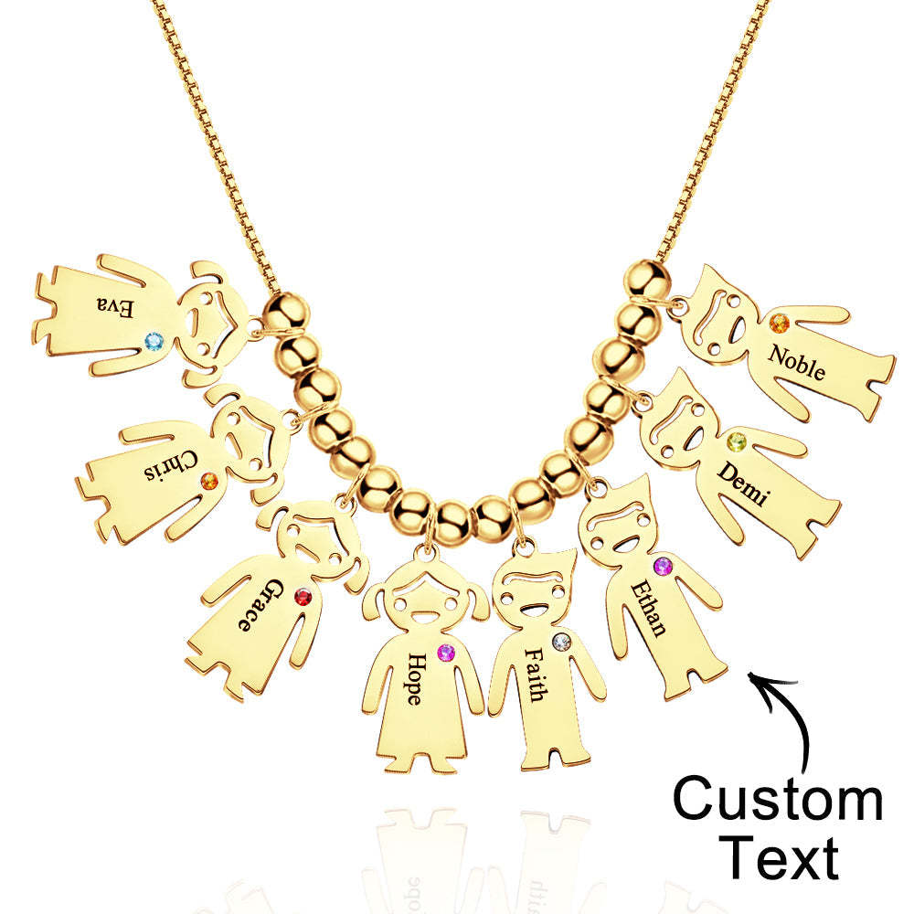 Mother's Necklace with Engravable Birthstone Children's Charms - yournamenecklaceuk