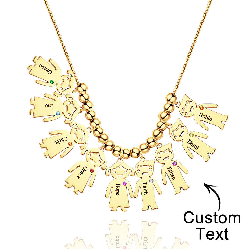 Mother's Necklace with Engravable Birthstone Children's Charms - yournamenecklaceuk