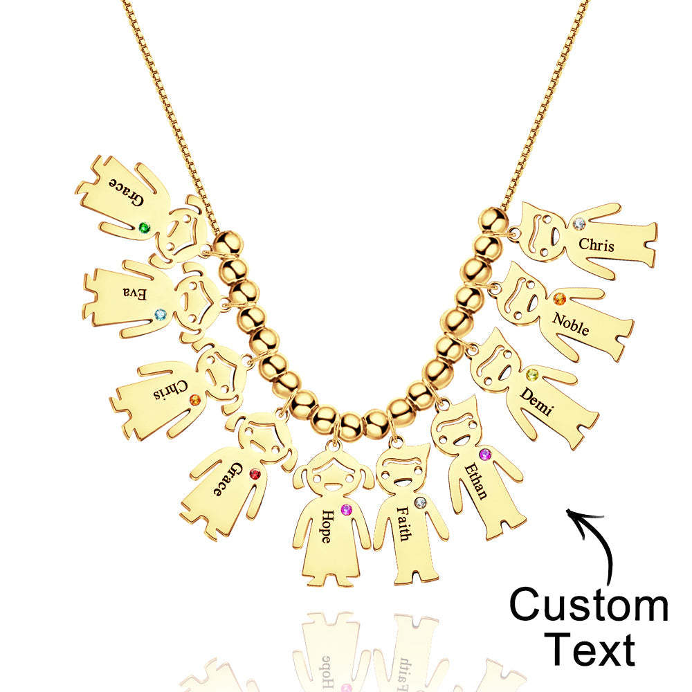 Mother's Necklace with Engravable Birthstone Children's Charms - yournamenecklaceuk