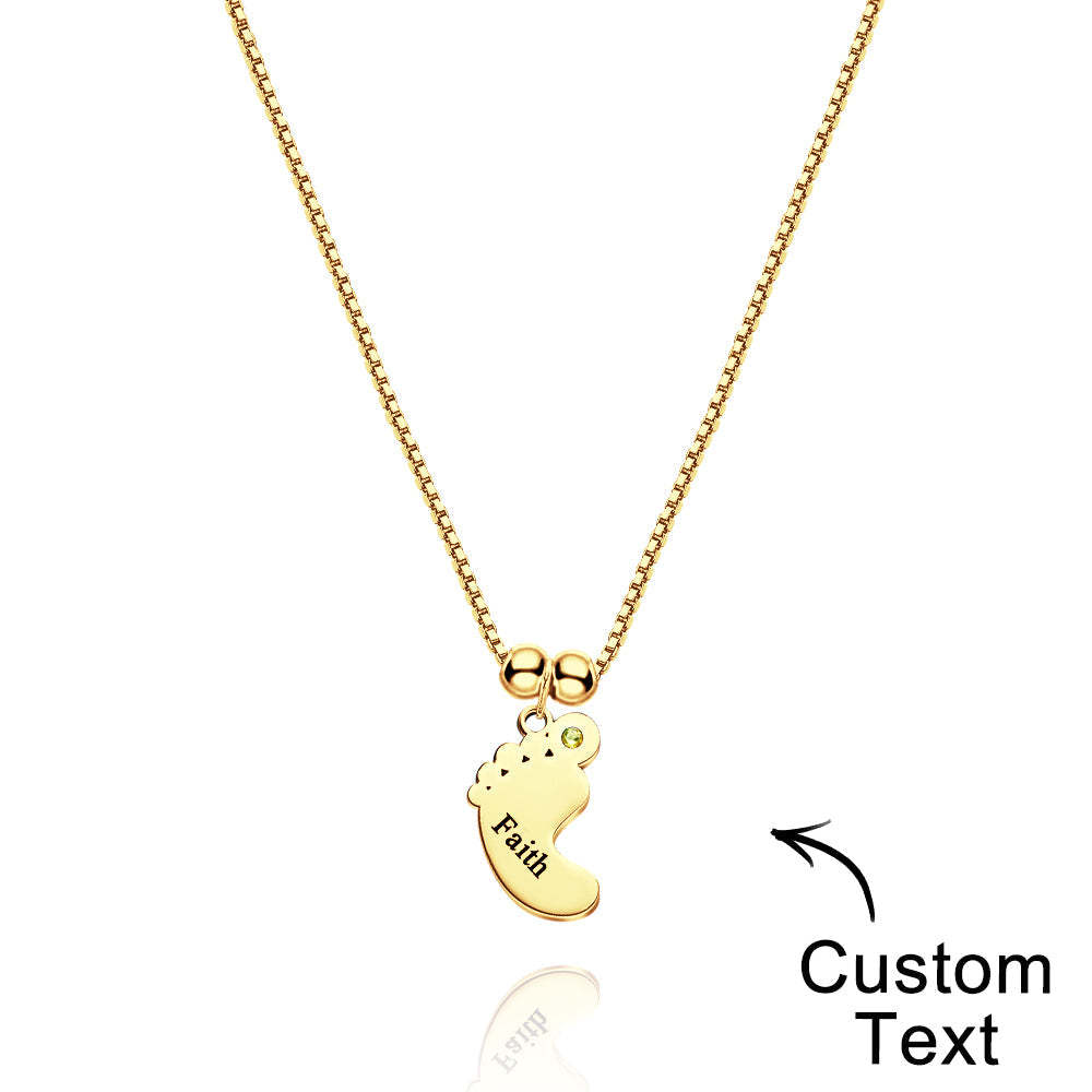 Custom Name Birthstone Baby Feet Charm Necklace For Christmas - yournamenecklaceuk