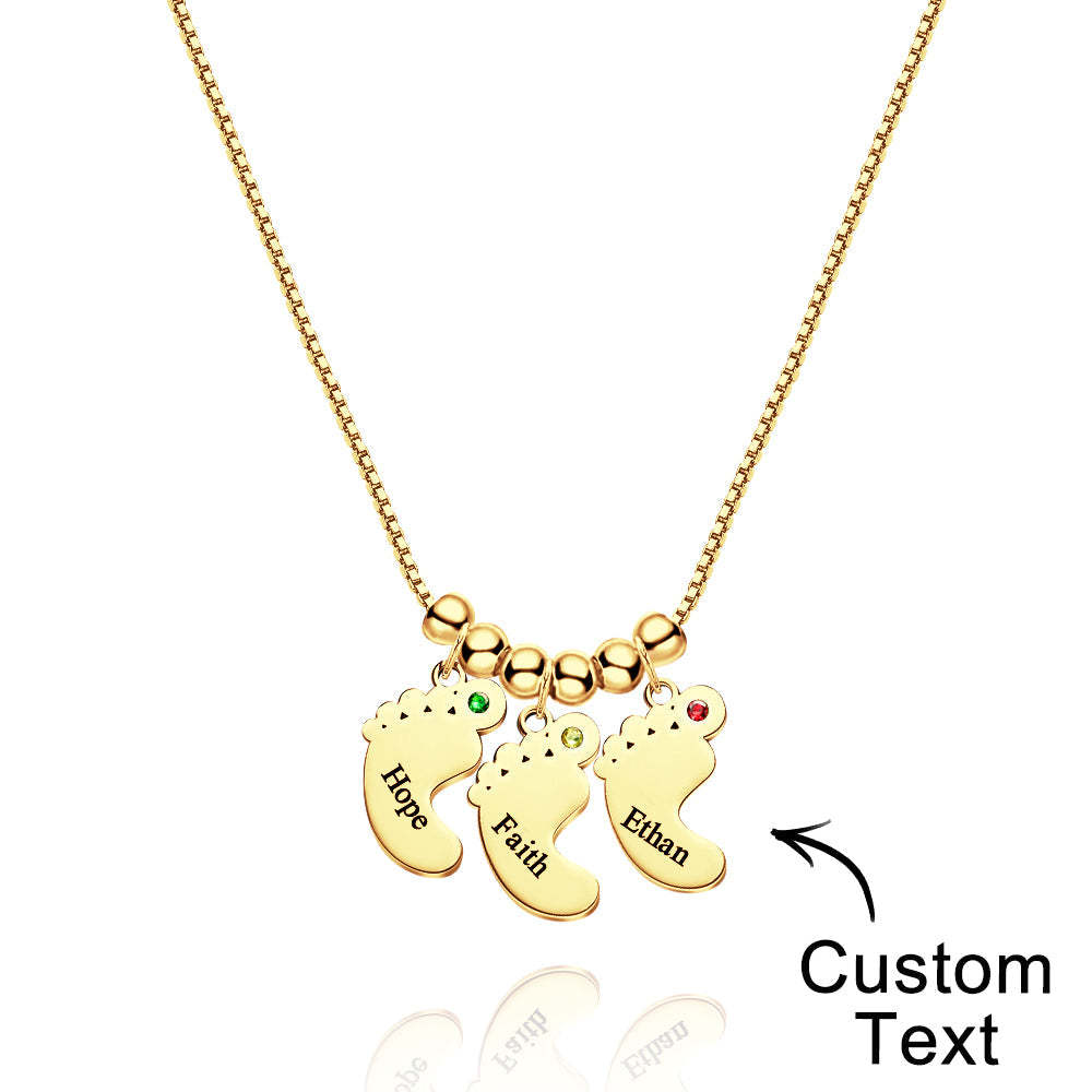 Custom Name Birthstone Baby Feet Charm Necklace For Christmas - yournamenecklaceuk