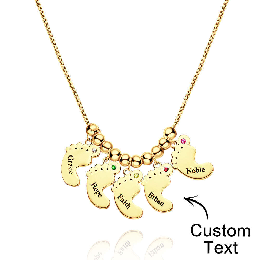 Custom Name Birthstone Baby Feet Charm Necklace For Christmas - yournamenecklaceuk