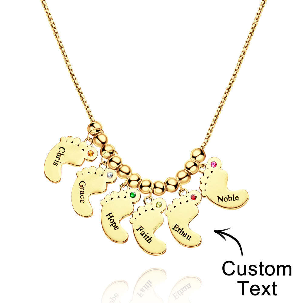 Custom Name Birthstone Baby Feet Charm Necklace For Christmas - yournamenecklaceuk