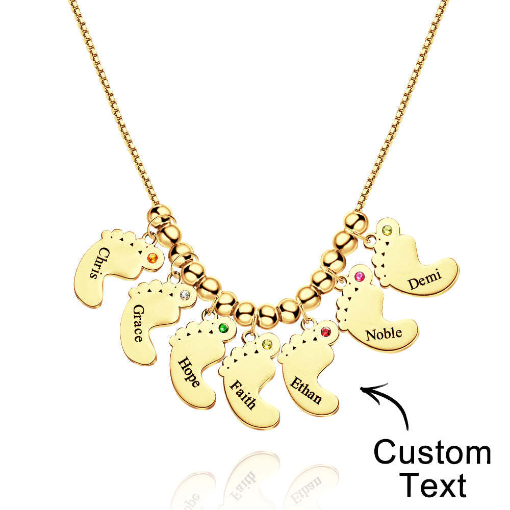 Custom Name Birthstone Baby Feet Charm Necklace For Christmas - yournamenecklaceuk