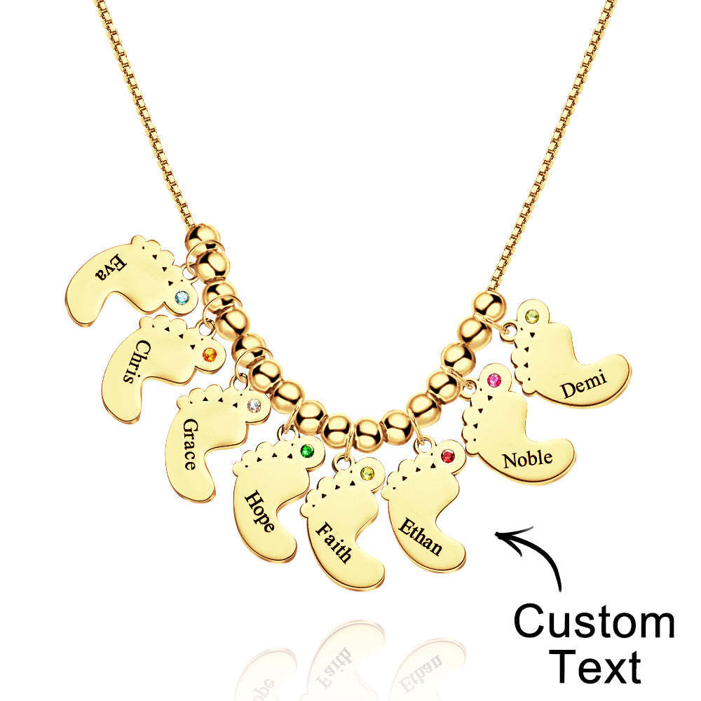 Custom Name Birthstone Baby Feet Charm Necklace For Christmas - yournamenecklaceuk
