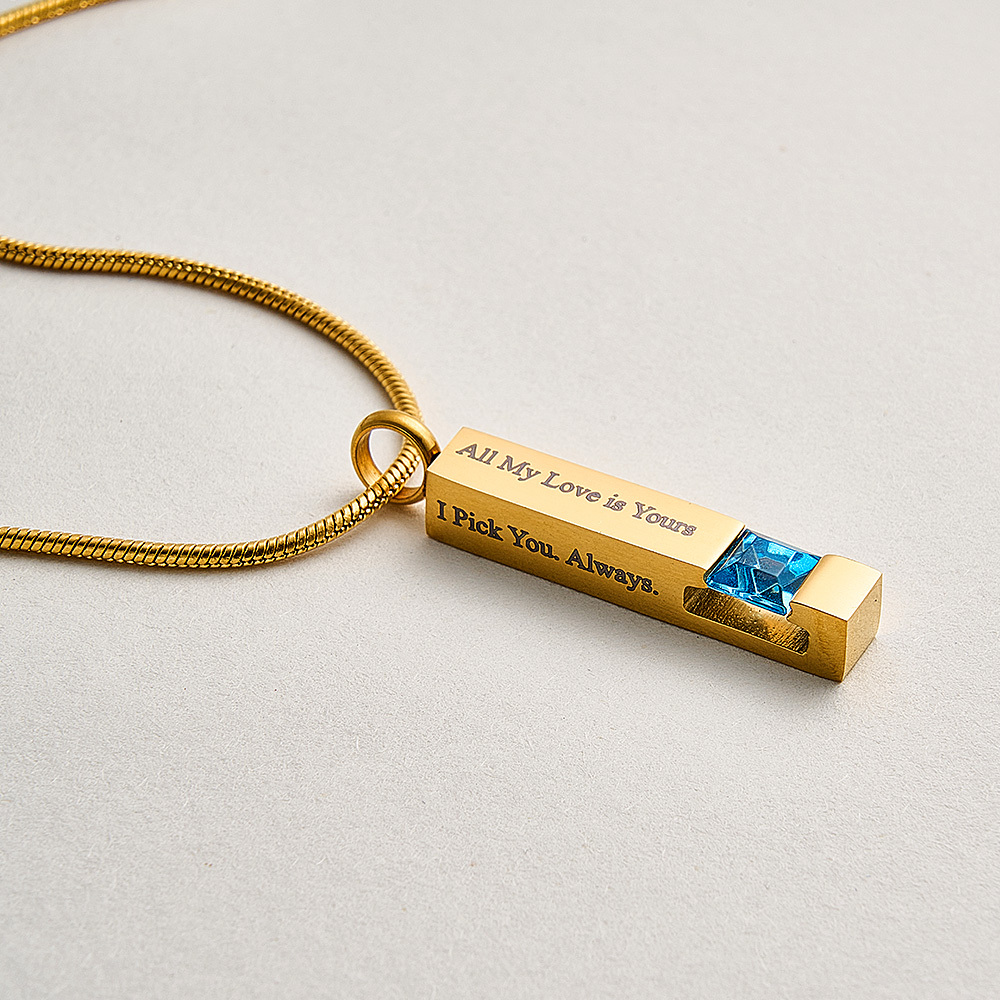 Personalized Urn Necklaces for Ashes Stainless Steel Bar Cremation Necklace Memorial Ashes Necklace Crystal Birthstone Ashes Necklace -  NameNecklaceUK