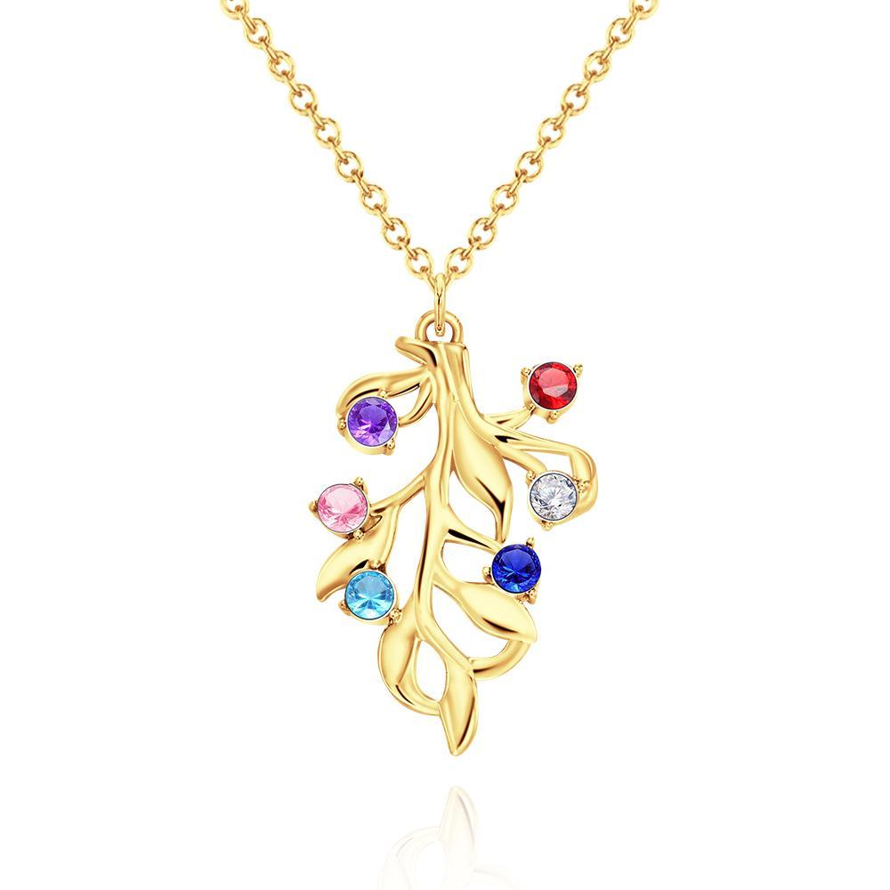 Custom Birthstone Necklace Diamond Tree Commemorate Gifts - yournamenecklaceuk