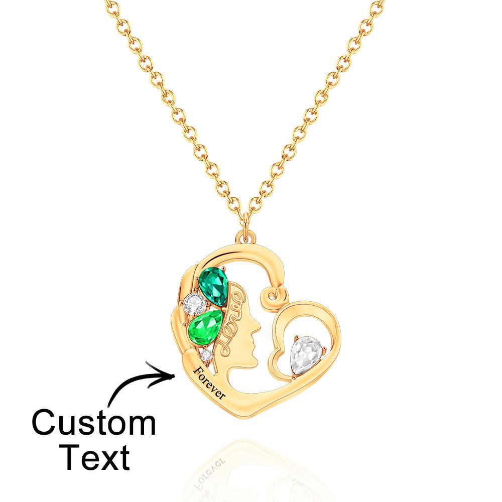 Custom Birthstone Women Necklace Personalized Engraved Heart Charm Gifts - yournamenecklaceuk