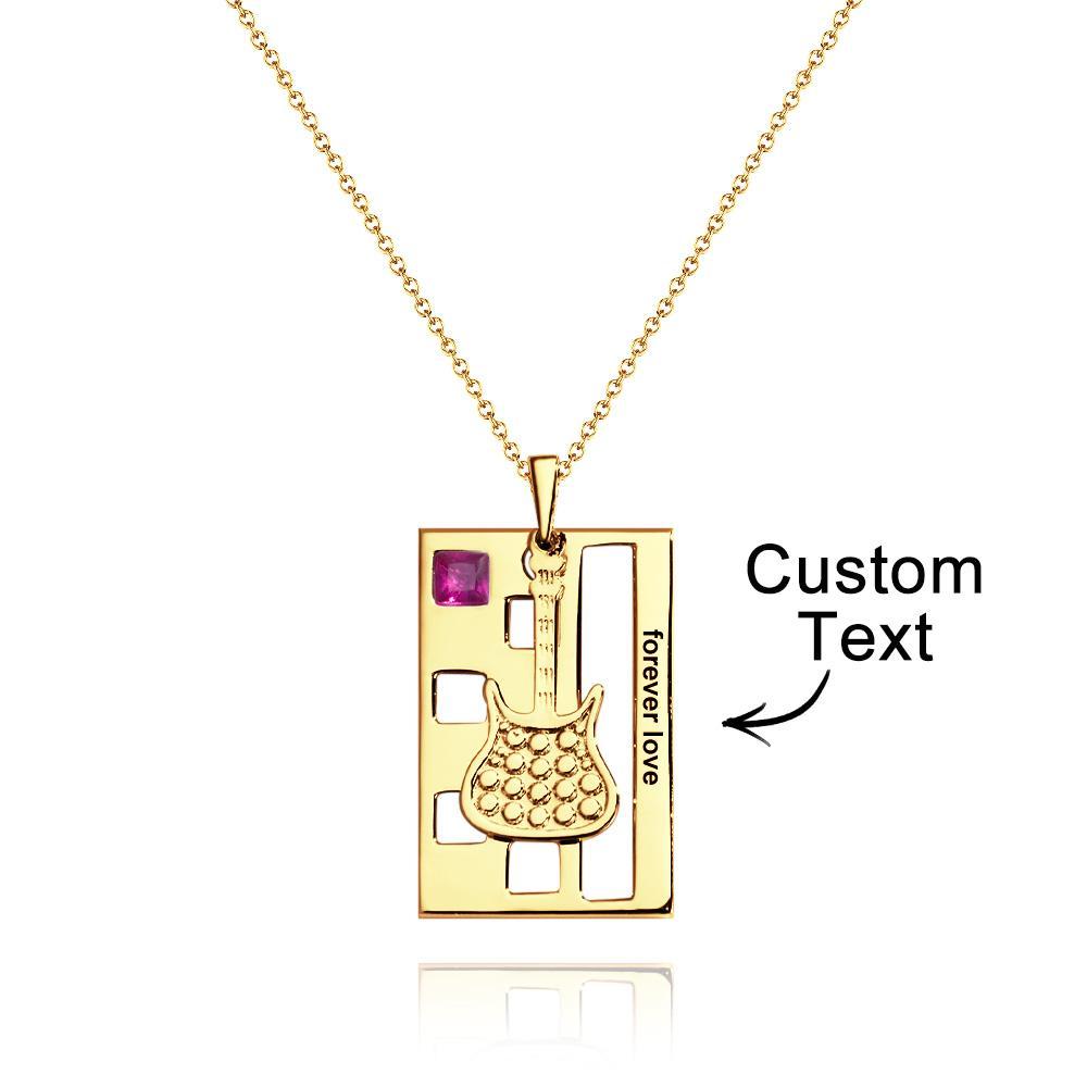 Custom Engraved Birthstone Necklace Forever Love Guitar Music Gifts - yournamenecklaceuk