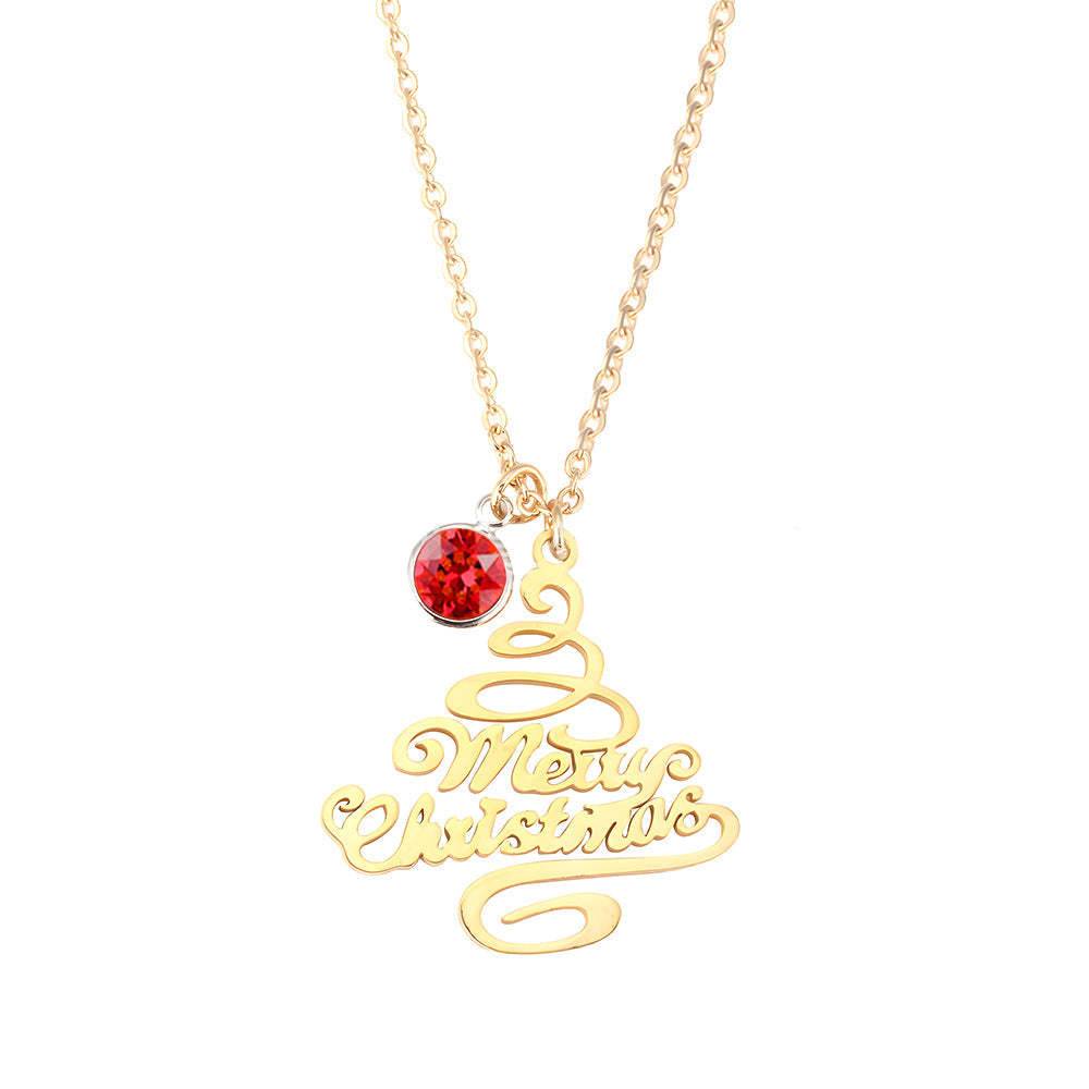 Personalized Christmas Tree Birthstone Necklace Christmas Gift for Her - yournamenecklaceuk