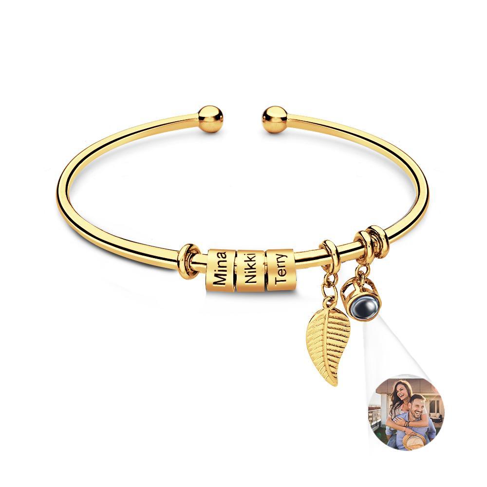Personalized Photo Projection Bracelet Custom Number Of Optional Engravable Beads Jewelry Gift For Family - yournamenecklaceuk