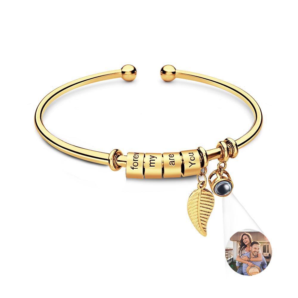 Personalized Photo Projection Bracelet Custom Number Of Optional Engravable Beads Jewelry Gift For Family - yournamenecklaceuk