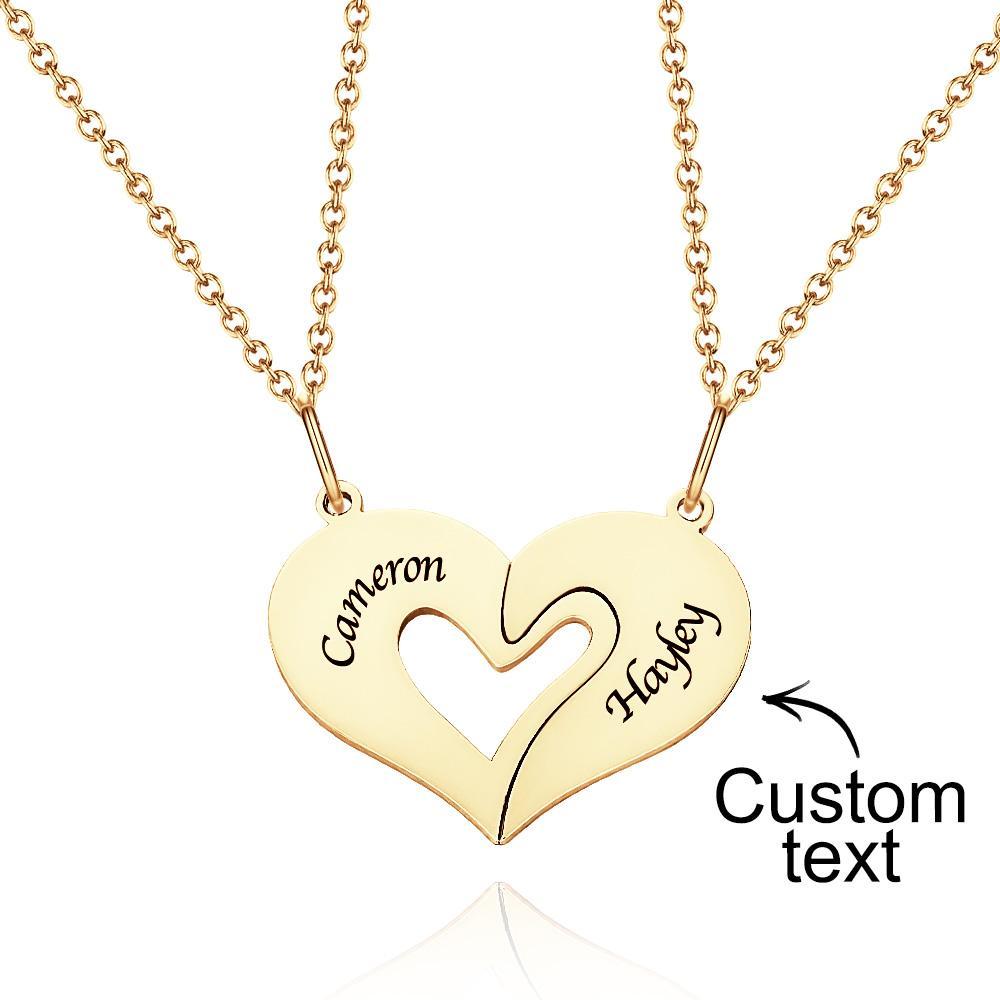 Personalized Engraved Heart Puzzle Necklace Custom Creative Pendant For Couples - yournamenecklaceuk