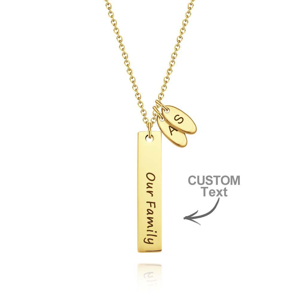 Custom Initial Leaf Bar Necklace Noble Engraved Name Pendant Gifts For Her - yournamenecklaceuk
