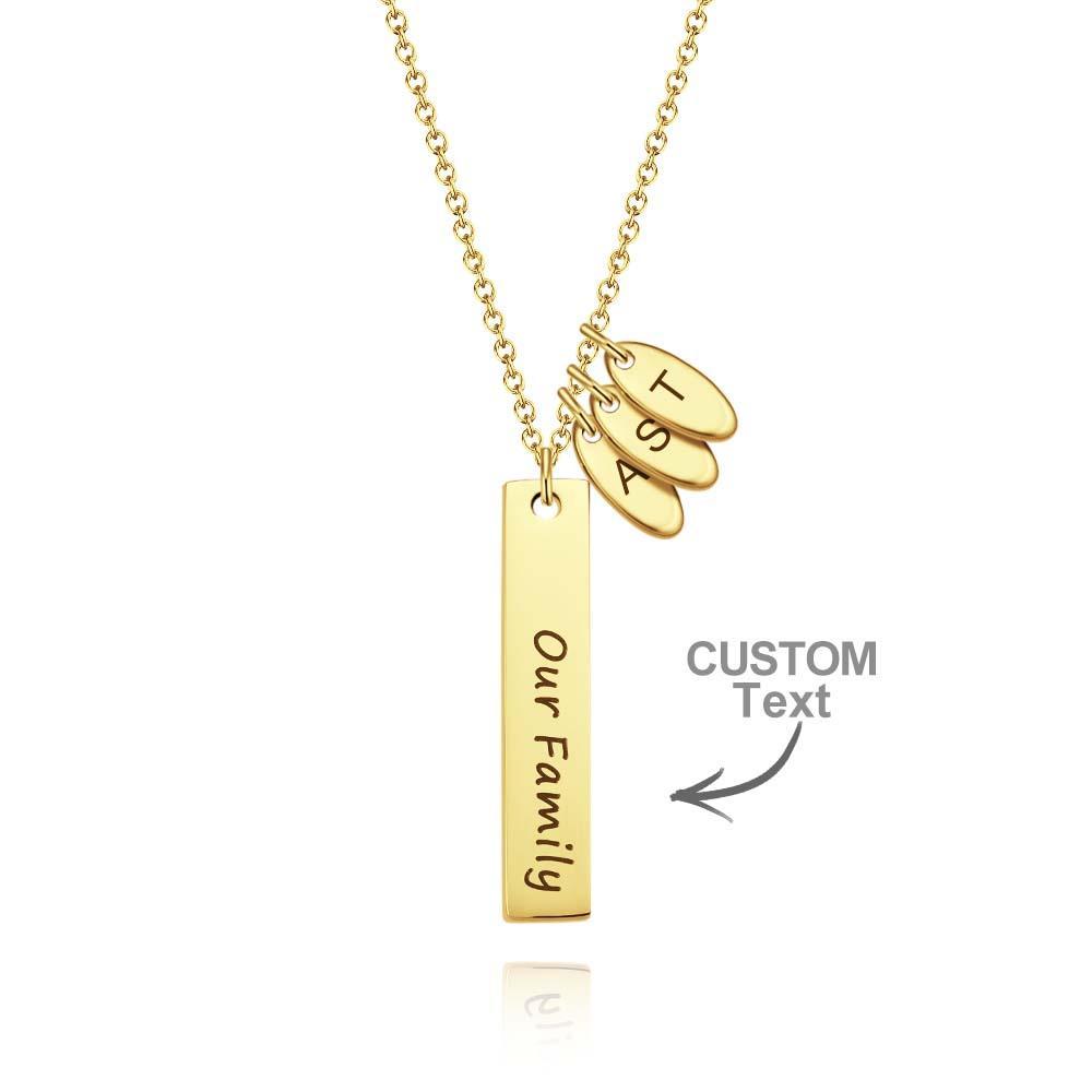 Custom Initial Leaf Bar Necklace Noble Engraved Name Pendant Gifts For Her - yournamenecklaceuk