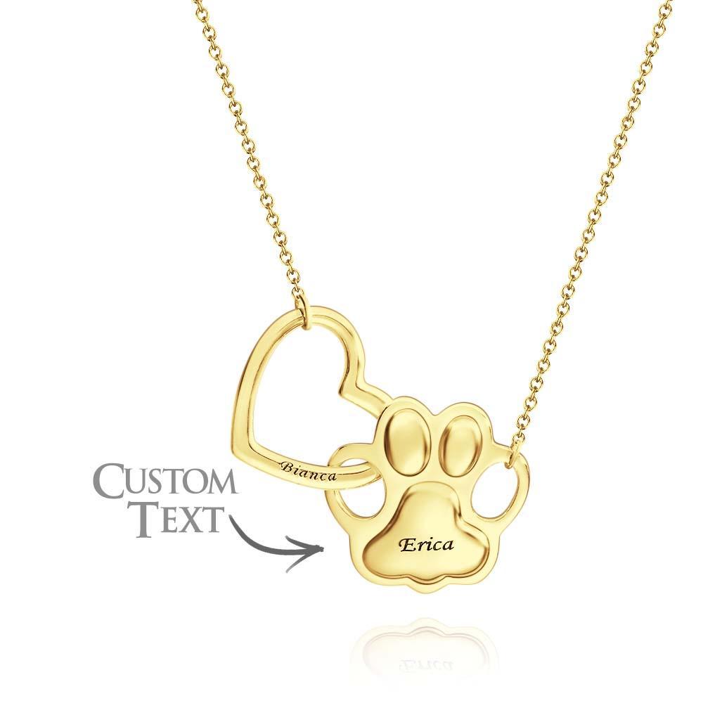 Engravable Hollow Out Necklace Heart And Dog Paw Combine Gifts For Pet Lovers - yournamenecklaceuk