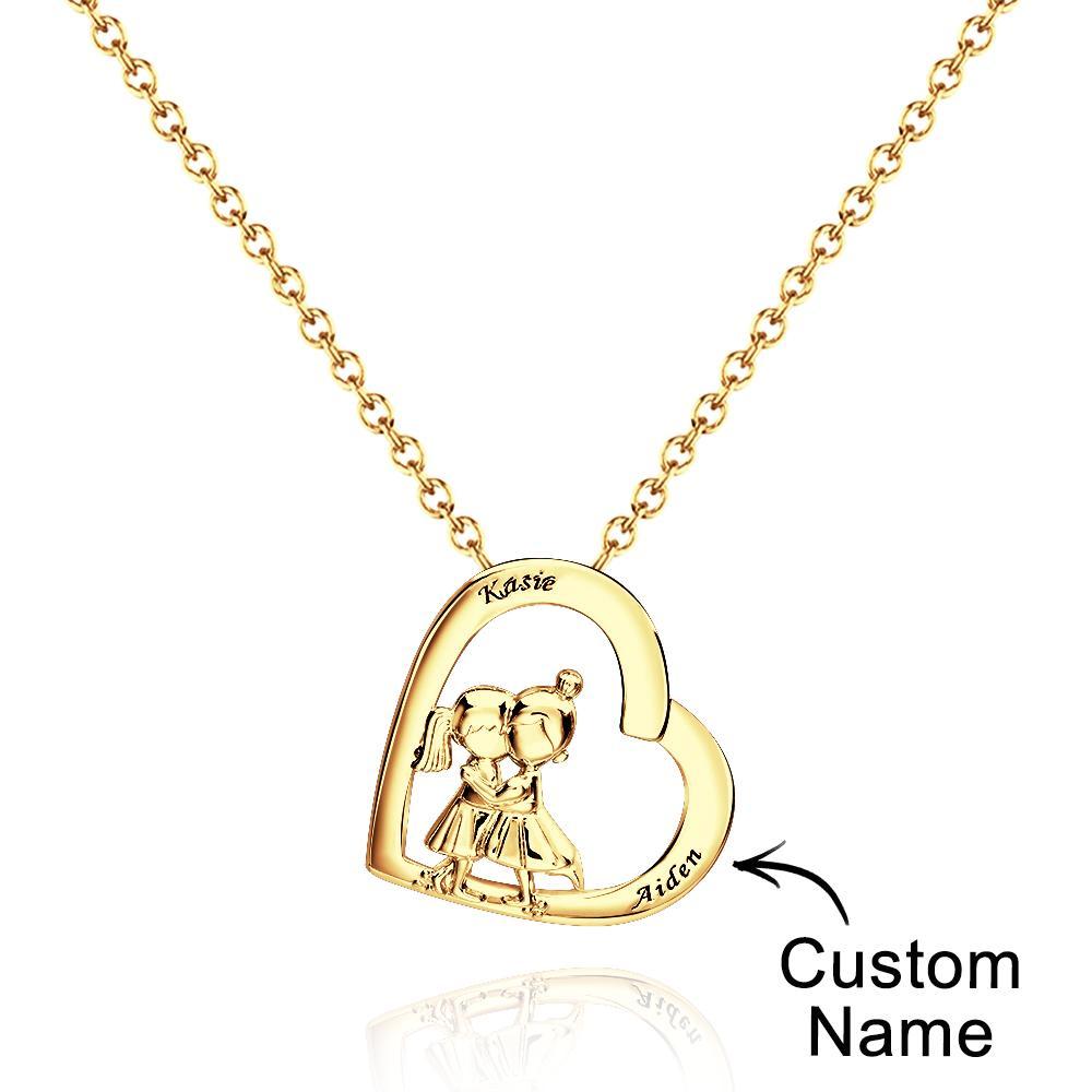 Custom Engraved Best Friends Necklace Personalized Heart Pendant Necklace Gifts For Her - yournamenecklaceuk