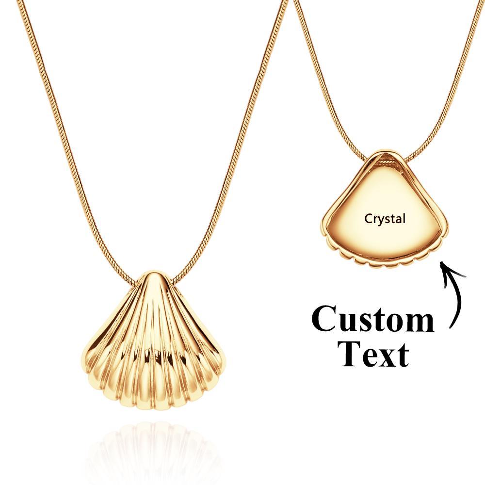 Custom Engraved Necklace Scallop Shell Pendant Gift - yournamenecklaceuk
