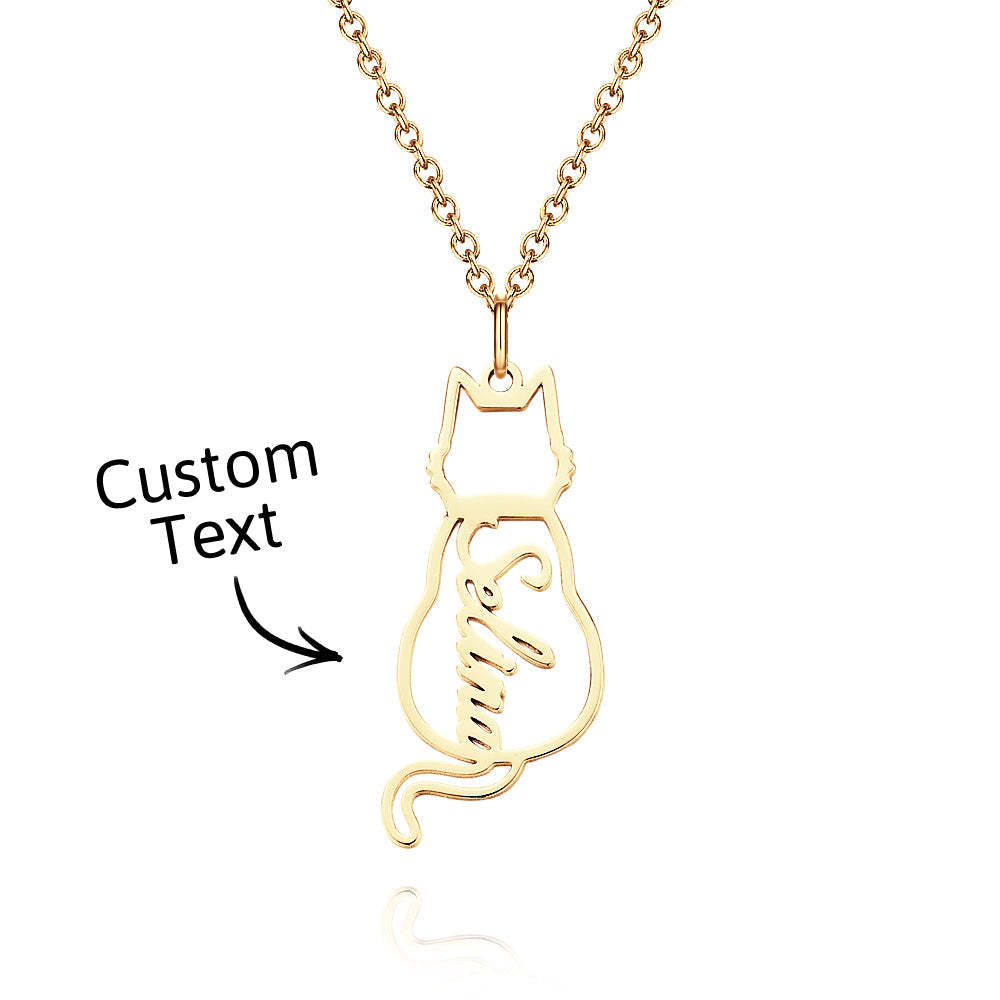 Custom Cat Necklace with Personalized Name Custom Pet Jewelry Cat Jewelry Gifts For Cat Lovers Memorials Gift - yournamenecklaceuk