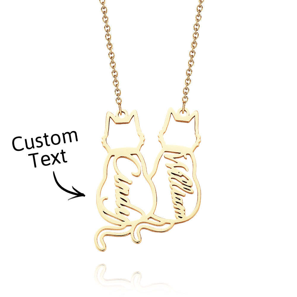 Custom Cat Necklace with Personalized Name Custom Pet Jewelry Cat Jewelry Gifts For Cat Lovers Memorials Gift - yournamenecklaceuk