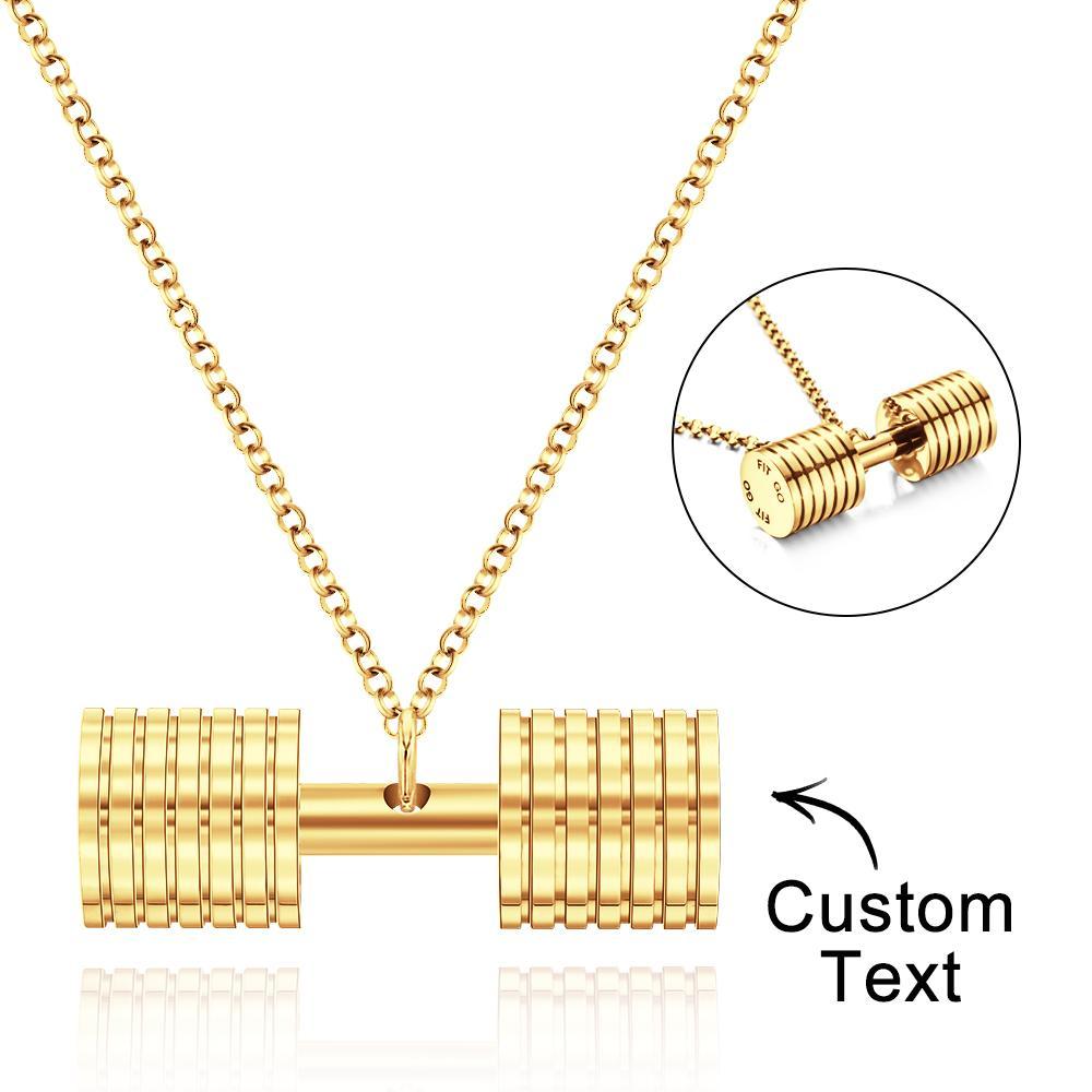 Engraved Weightlifting Small Barbell Necklace Hip Hop Fitness Lifting Necklace for Men Women - yournamenecklaceuk